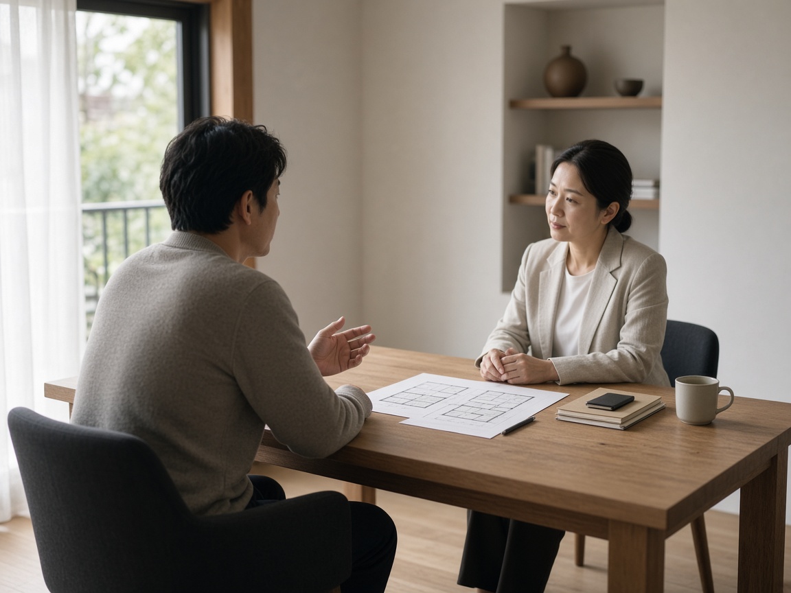 A consultation at a desk